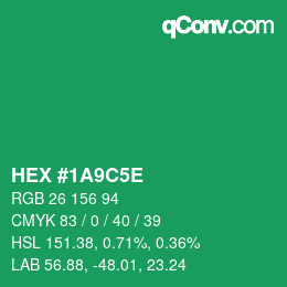 Code couleur: HEX #1A9C5E | qconv.com