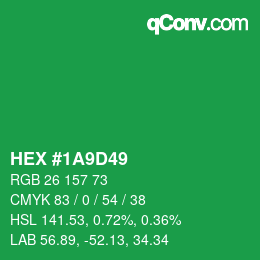 Farbcode: HEX #1A9D49 | qconv.com