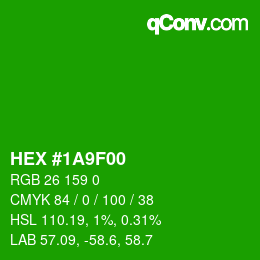 Color code: HEX #1A9F00 | qconv.com