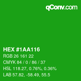 カラーコード: HEX #1AA116 | qconv.com