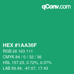 颜色代码: HEX #1AA36F | qconv.com