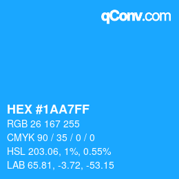 Color code: HEX #1AA7FF | qconv.com