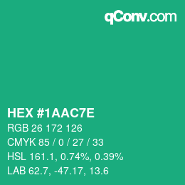 Color code: HEX #1AAC7E | qconv.com