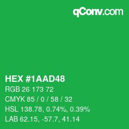 颜色代码: HEX #1AAD48 | qconv.com