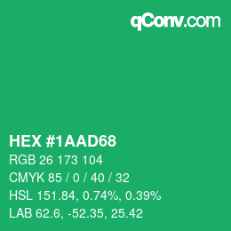 颜色代码: HEX #1AAD68 | qconv.com