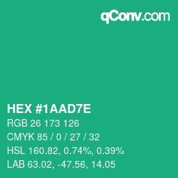 颜色代码: HEX #1AAD7E | qconv.com