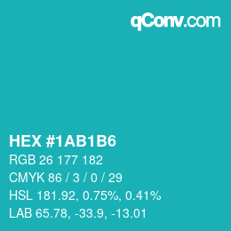 Color code: HEX #1AB1B6 | qconv.com