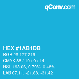 颜色代码: HEX #1AB1DB | qconv.com