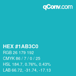 Color code: HEX #1AB3C0 | qconv.com