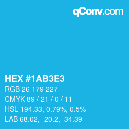 Color code: HEX #1AB3E3 | qconv.com