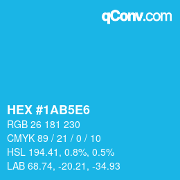 カラーコード: HEX #1AB5E6 | qconv.com