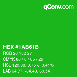 Color code: HEX #1AB61B | qconv.com