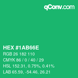 Color code: HEX #1AB66E | qconv.com