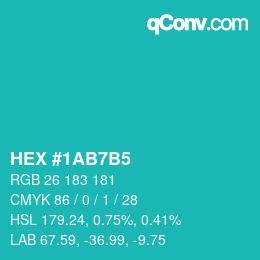 Color code: HEX #1AB7B5 | qconv.com