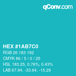 Color code: HEX #1AB7C0 | qconv.com