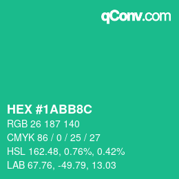 Color code: HEX #1ABB8C | qconv.com