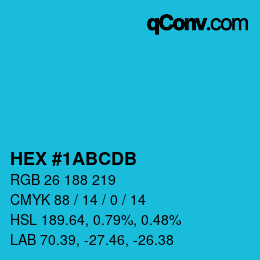 颜色代码: HEX #1ABCDB | qconv.com