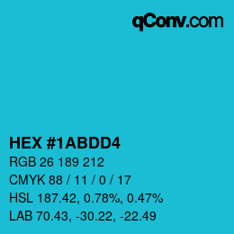 Color code: HEX #1ABDD4 | qconv.com