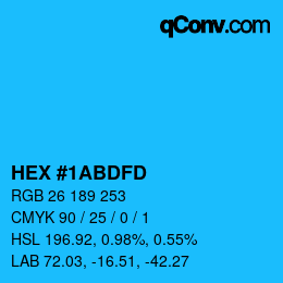 Color code: HEX #1ABDFD | qconv.com