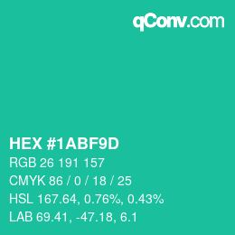 Color code: HEX #1ABF9D | qconv.com