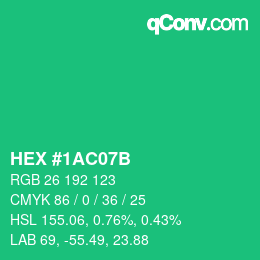 Color code: HEX #1AC07B | qconv.com
