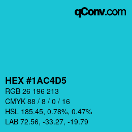 Color code: HEX #1AC4D5 | qconv.com