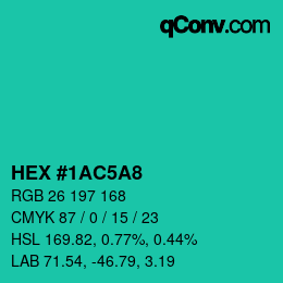 Color code: HEX #1AC5A8 | qconv.com
