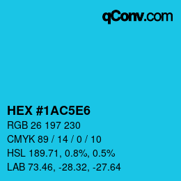颜色代码: HEX #1AC5E6 | qconv.com