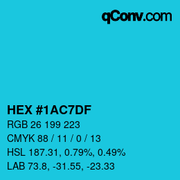 Color code: HEX #1AC7DF | qconv.com