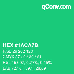 カラーコード: HEX #1ACA7B | qconv.com