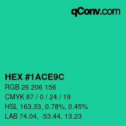 カラーコード: HEX #1ACE9C | qconv.com