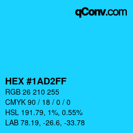 カラーコード: HEX #1AD2FF | qconv.com