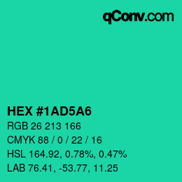 Color code: HEX #1AD5A6 | qconv.com