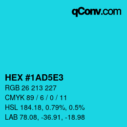 カラーコード: HEX #1AD5E3 | qconv.com