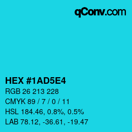 Código de color: HEX #1AD5E4 | qconv.com