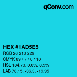 Código de color: HEX #1AD5E5 | qconv.com
