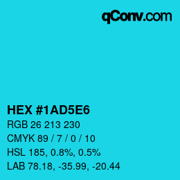 Farbcode: HEX #1AD5E6 | qconv.com