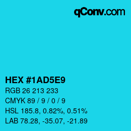 カラーコード: HEX #1AD5E9 | qconv.com