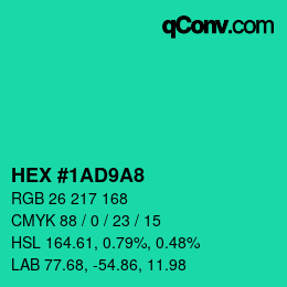 カラーコード: HEX #1AD9A8 | qconv.com