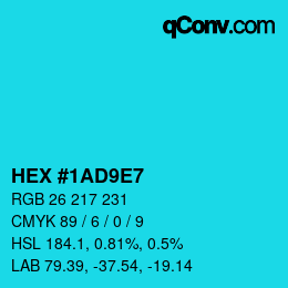 Color code: HEX #1AD9E7 | qconv.com