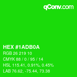 カラーコード: HEX #1ADB0A | qconv.com