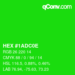 Color code: HEX #1ADC0E | qconv.com