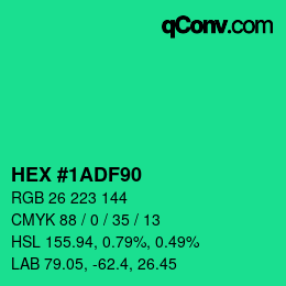 Color code: HEX #1ADF90 | qconv.com