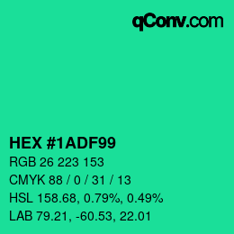 カラーコード: HEX #1ADF99 | qconv.com