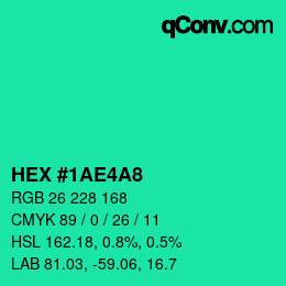 Color code: HEX #1AE4A8 | qconv.com