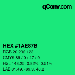 Color code: HEX #1AE87B | qconv.com