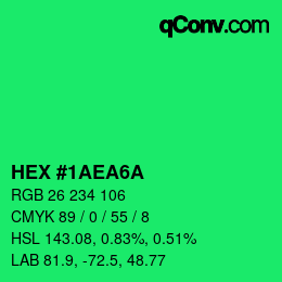 颜色代码: HEX #1AEA6A | qconv.com