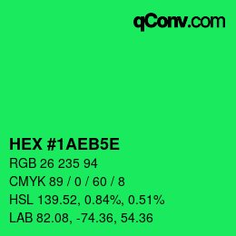 Color code: HEX #1AEB5E | qconv.com