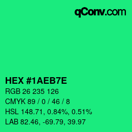 Color code: HEX #1AEB7E | qconv.com