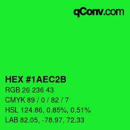 Color code: HEX #1AEC2B | qconv.com